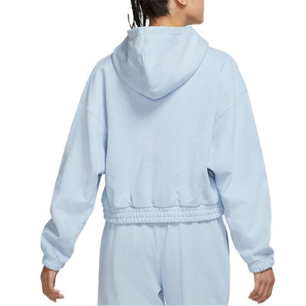 Jordan Essentials Fleece Hoodie in the Celestine Blue XS Cropped Boxy DD6998-438 - Picture 4 of 16